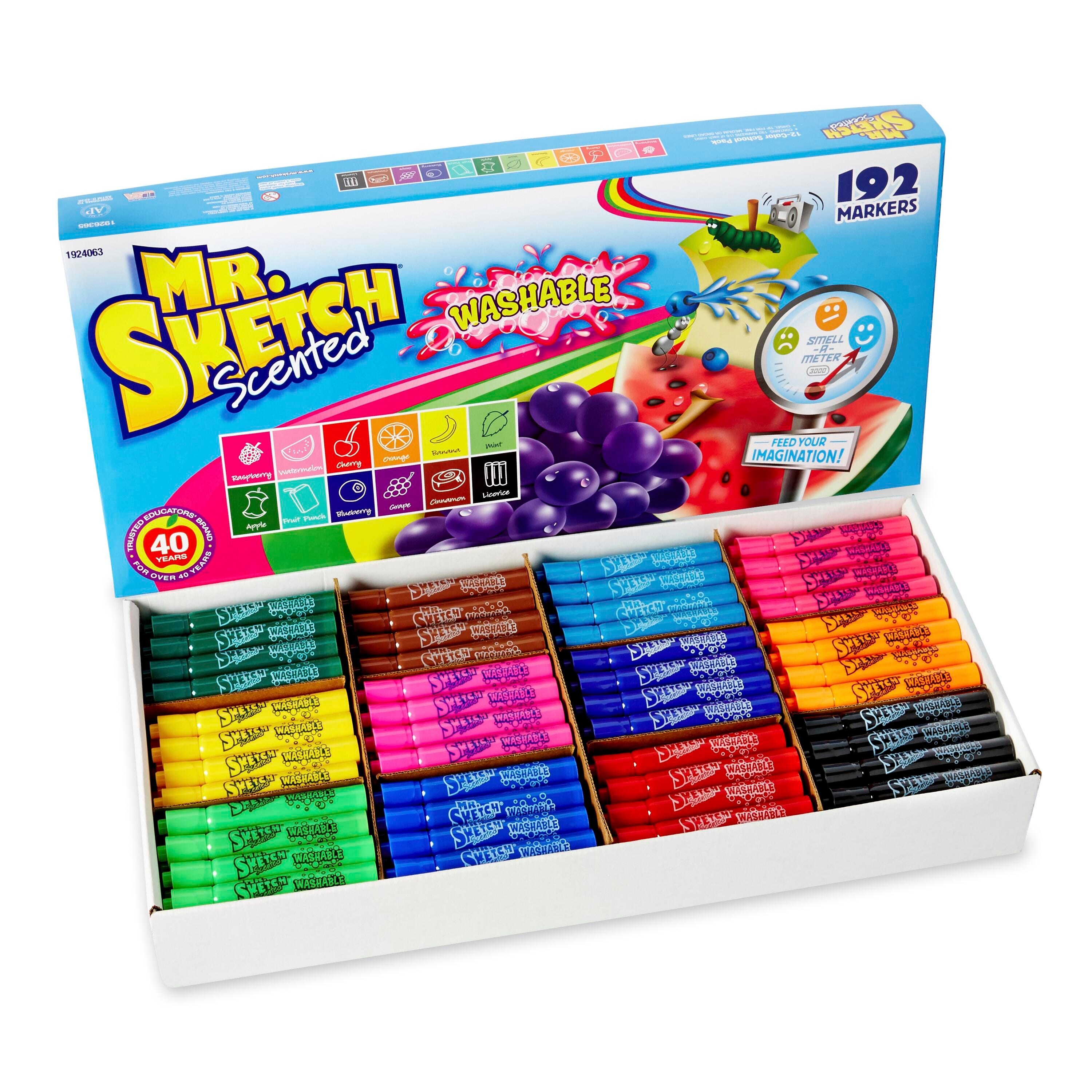 Mr. Sketch Scented Washable Markers, Chisel Tip, Assorted Scents and  Colors, Set of 192